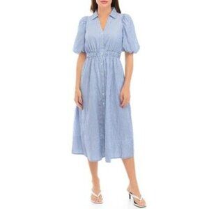 Lilly Pulitzer Dress Womens 14 Blue/ White Tassie Elbow Sleeve Cotton Dress NWT